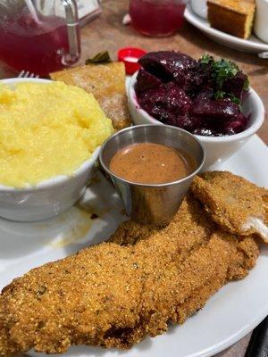 Fried catfish and grits