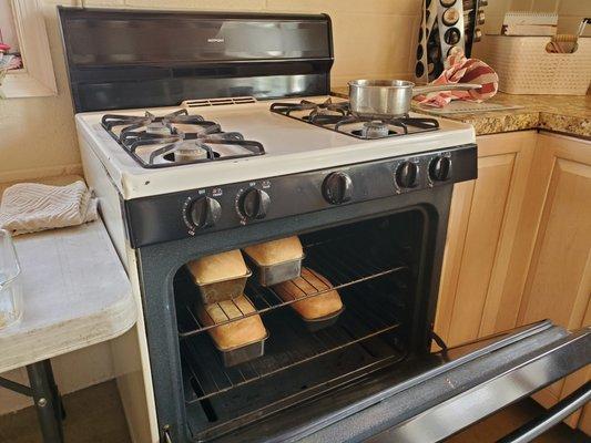 Bread in oven