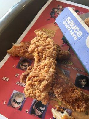 Dried chicken tenders,totally disappointed.