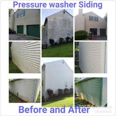 Before and after siding pressure washing