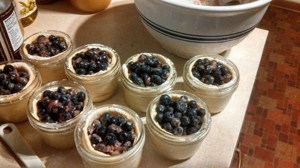 Blueberry pies in jars