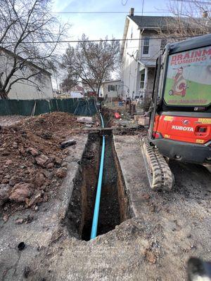 Main sewer line replacement from home to the street tap in Stowe pa