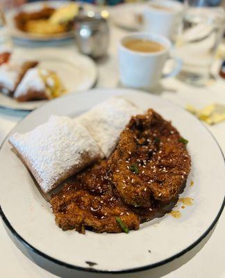 Chicken and beignets