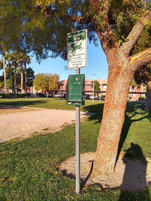 No bags in doggy station, because onsite porter does not secure box. Kid play with them so manager penalizes dog owners by removing them.