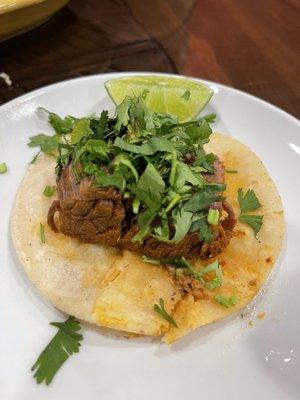 Barbacoa taco with only cilantro