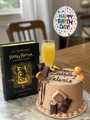 Chocolate Lover's Birthday Cake with a Hufflepuff theme to go with it...