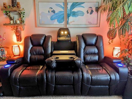 The Victory Power Recliner at home ready for movie night