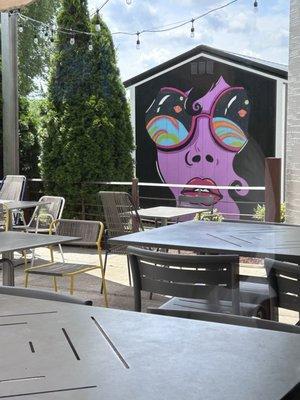 Outdoor seating plus mural