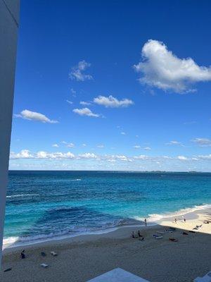 View of the beach from our balcony