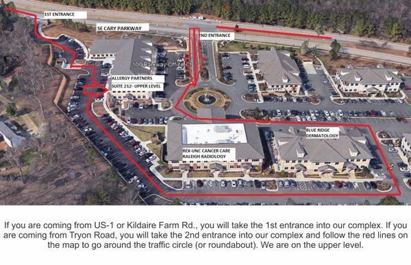 Map of our Cary location