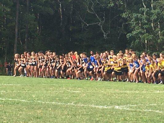 GWA cross country at the ready wearing black.