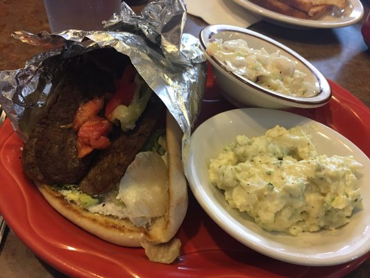 Gyro with potato salad and coleslaw- very good!