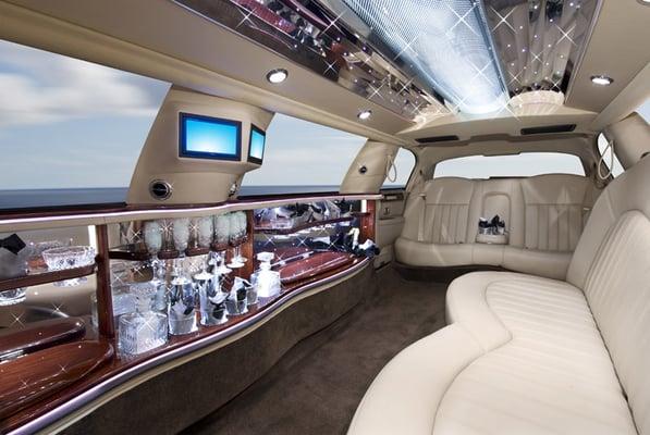 Interior of the Lincoln Town Car Stretch limo