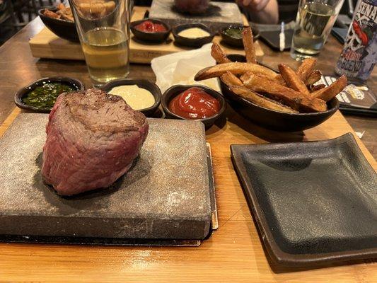 10 oz filet on a stone