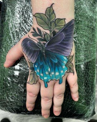 Custom butterfly tattoo by Mystyk