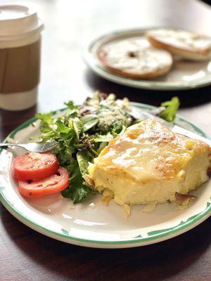 Egg Bake, Small Coffee, & an Everything Bagel w/ Cream Cheese