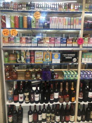 Vapes and wine selection