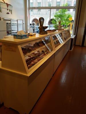 full display cases of sweet and delcious goodies