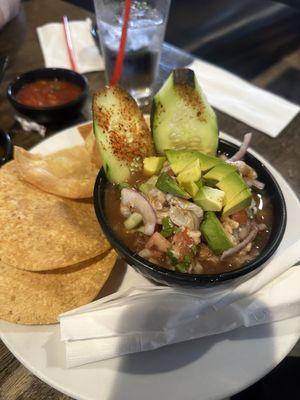 Tostada de Ceviche de Camaron