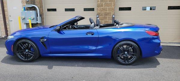 Bmw m8 
fully wrapped in gloss deep blue 

 Give us a call for a free quote (410)9087337