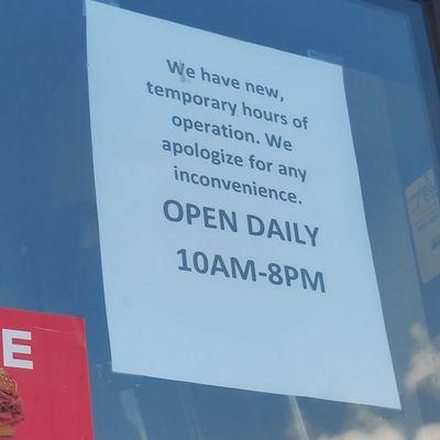 Temporary store hours