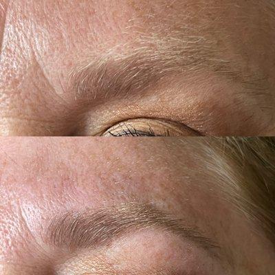 Brow wax and tint before and after