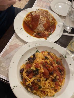 Fettuccine with Puttanesca and a beautiful Lasagna