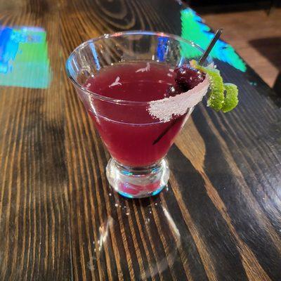 Cherry blossom martini...almond liquor, cherries and lime....so good!