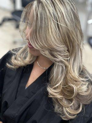 Balayage + Layer cut and Good Dominican Blow-out