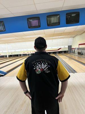 Our team name printed on the back of the shirt.