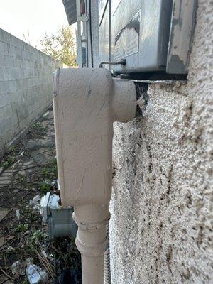 Main breaker box door being blocked by the conduit the installer installed.