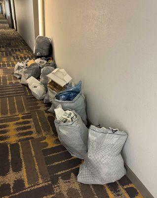 How the hallways look. No trash chutes. $60 a mnth trash valet.