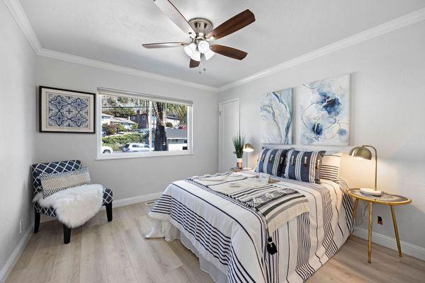 This San Leandro stunning 4-bedroom, 2-bathroom with an expansive redwood deck provides a scenic backdrop for morning coffee.