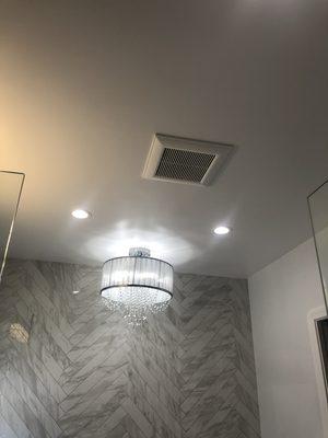 Bathroom remodel freestanding tub chandelier