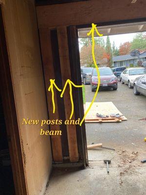 New beam and a double post on each side.