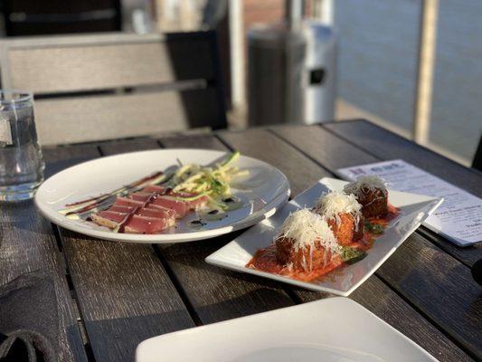 Ahi tuna and arancini