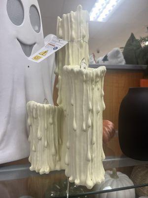 The candelabra my wife wanted me to buy on the Halloween shelf and it is an off white Halloween spooky candle, not markdown