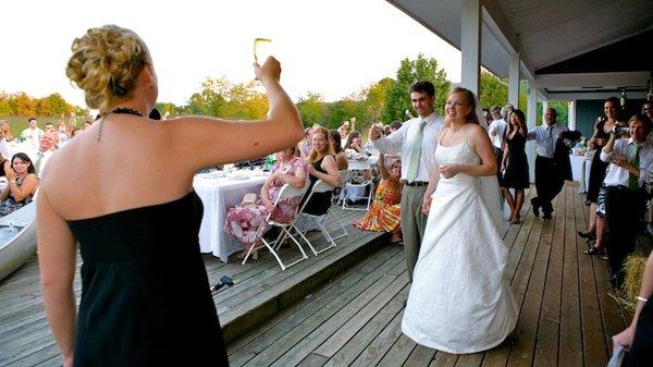 Wedding toast on Acorn Inn deck