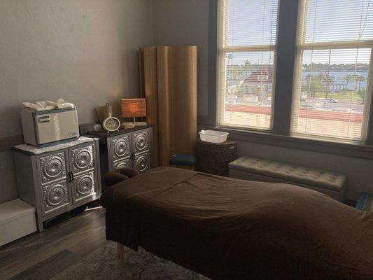 Massage room looking over the downtown bayfront.