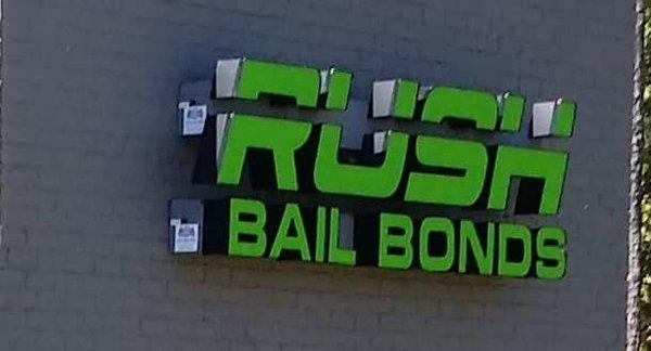 Rush Bail Bonds sign.