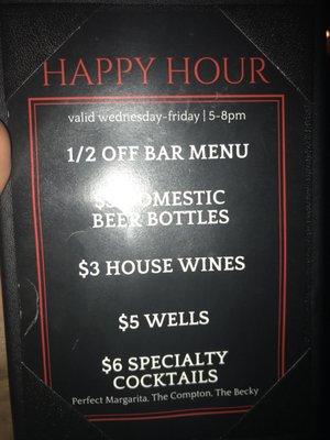 Happy hour menu