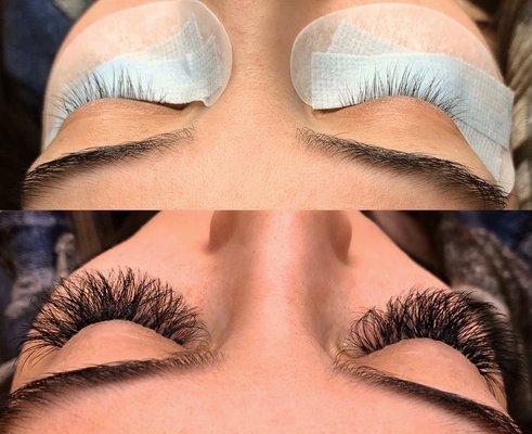 volume lash extensions $150