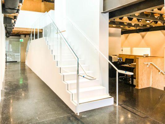 Frameless Glass Railing for Commercial Office Stairs