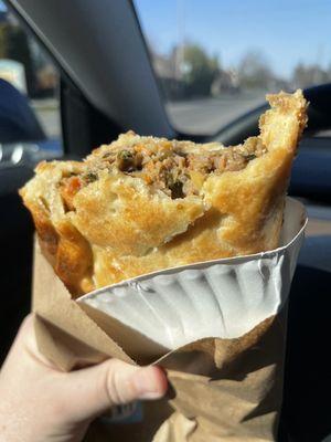 Two meals in this one pie!  Lamb pasty on this beautiful day!