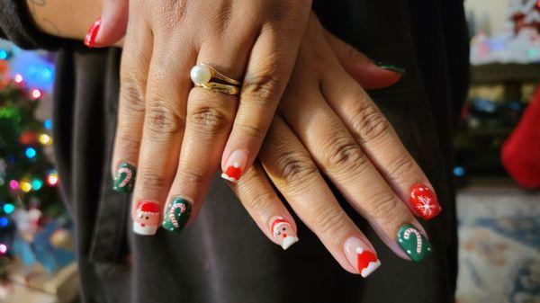 Beautiful Xmas Nails . Yen always does such a perfect job and does exactly what I ask for.