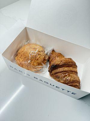 Peanut crumb bread and croissant