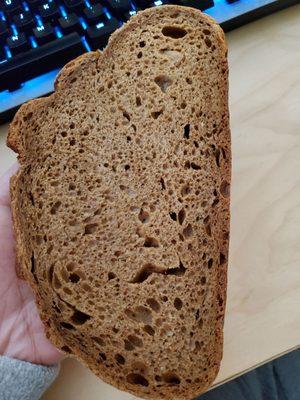 A slice of crispy eye bread