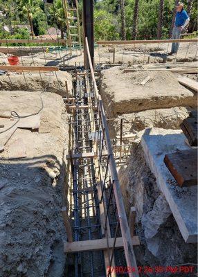 Footings for foundation in Encino, CA