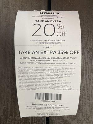 Coupon for using Amazon returns located inside the store.