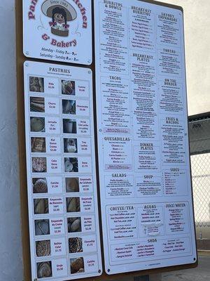 Drive Thru menu